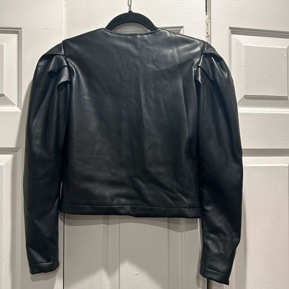 FBZ Black Faux Leather Jacket, Girls Size Large - Picture 7 of 12